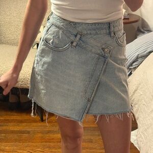 BDG Light Blue Asymmetrical Mini Skirt